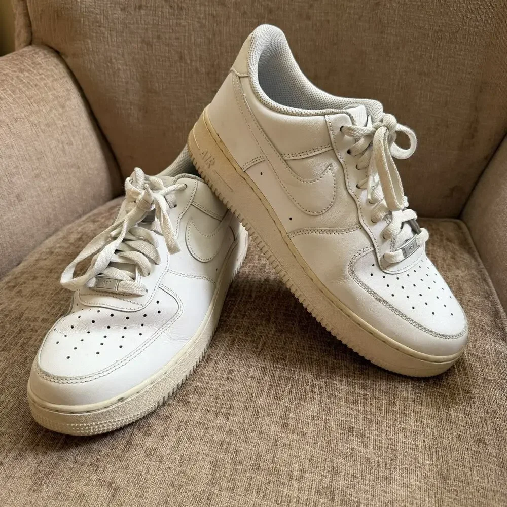 Nike Air Force 1 White Mens Low Top Shoes US 10 Casual AF1 ‘07 Leather Sneakers